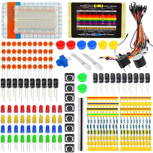 Tolako Electronic Starter Kit for Arduino Resistor Buzzer Breadboard LED Dupont Cable Resistor Capacitor